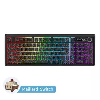 Ajazz AK980 PLUS игровая механическая клавиатура три режима с экраном RGB игровой офис чёрный