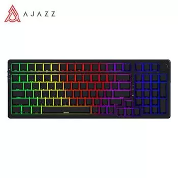 AJAZZ AK992 RGB механическая клавиатура с боковой гравировкой, беспроводная проводная горячая замена, трехрежимная прокладка, 99 клавиш для геймеров brown switch чёрный