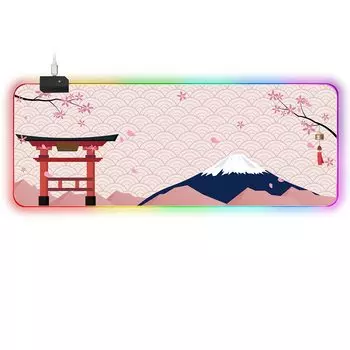 AJAZZ большой коврик для мыши игровой коврик для мыши светодиодный светящийся 14RGB режимов 7 цветов противоскользящий 800х3004 мм (Монтана. Фудзи)