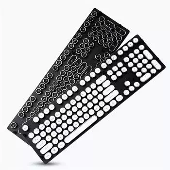 AJAZZ гальванические панк-ретро круглые колпачки для клавиш 104 клавиши стимпанк механическая клавиатура колпачки круглые полупрозрачные розовые/губная помада/черный/белый чёрный