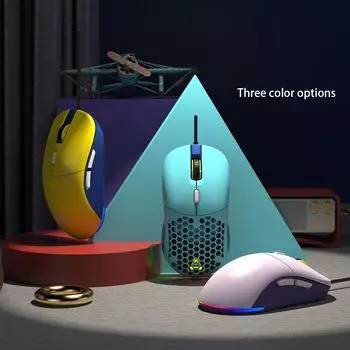 Ajazz Hot F15 Проводная механическая игровая мышь с сотовой конструкцией RGB Оптическая эргономичная симметричная конструкция с противовесом 16000 точек на дюйм жёлтый