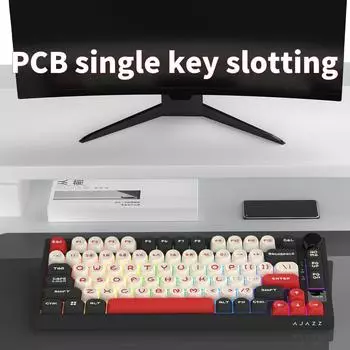 Игровая клавиатура AJAZZ AK820PRO MOA Полноклавишная горячая замена механических клавиш Беспроводная связь Bluetooth RGB-подсветка Ambience Игровой офис Flying Fish Switch красный/чёрный