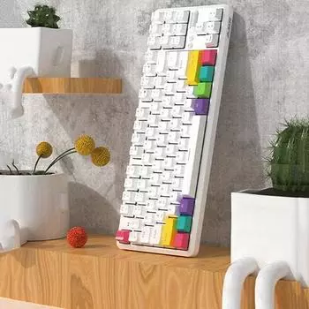 Ajazz K870T «горячая замена» DIY сменный вал механическая клавиатура 87 Bluetooth беспроводной настольный планшет blue switch чёрный