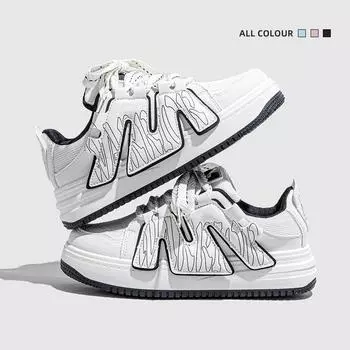 AJGS Fashionable Women s Vulcanized Shoes Soft Girl Cute Pink Thick Sole Sneakers Women s Versatile Skateboard Shoes 2024 New 35 чёрный