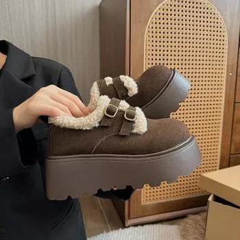 AJGS Мягкая повседневная женская обувь Осенние туфли с круглым носком на платформе Женская обувь Зимние осенние туфли на толстой подошве Новое платье Римские туфли на шнуровке Базовые 35 малиновый