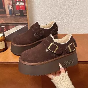 AJGS Натуральная кожа Толстая подошва Женская обувь Дизайнерская повседневная обувь на плоской подошве Осенняя обувь с пряжкой Брендовая обувь для ходьбы Удобная 35 хаки