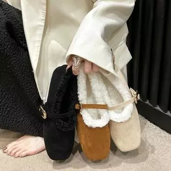 AJGS Весенние балетки Мэри Джейн женские слипоны удобные меховые балетки с круглым носком женские рабочие туфли удобные для работы 35 бежевый