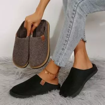 AJGS Winter Cotton Slippers 2025 New Women s Slippers Fashionable Warm Outerwear Mustard Seed Mules Ladies Shoes 36 чёрный