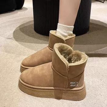 AJGS Women Australia Boots Designer Ultra Mini Platform Boots Winter New Woman Warm Fur Cow Leather Wool Suede Snow Boots 35 чёрный