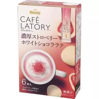 Ajinomoto AGF Blendy Cafe Latry Rich Strawberry White Chocolate Latte 6 бутылок
