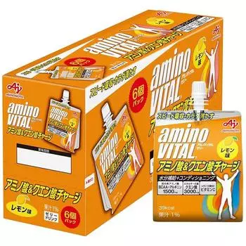 Ajinomoto amino vital желейный напиток с аминокислотами и лимонной кислотой со вкусом лимона 180 г x 6 штук лимонная кислота 3000 мг аминокислота 1500 мг BCAA витамин C