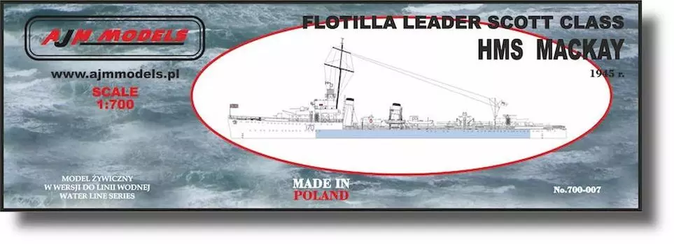 AJM Models Британский эсминец класса Scott HMS Mackie 1945 Полный смоляной набор PJ70007 1/700
