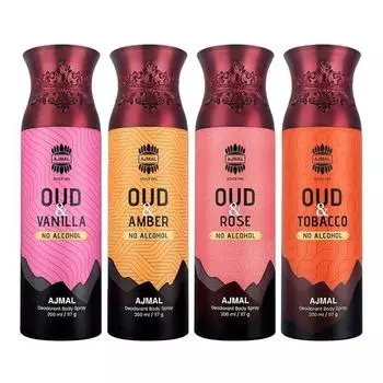 Ajmal Безалкогольный Уд Амбра, Роза, Ваниль Дезодорант Спрей для Тела Духи 200 мл Каждый Аромат Подарок для Мужчин и Женщин