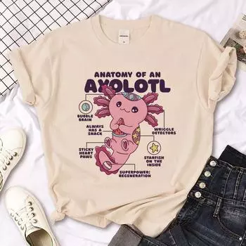 Ajolote Axolotl Футболка Женская Топы Японский Комикс Графический Футболка Девушка Аниме Японская Смешная Одежда S