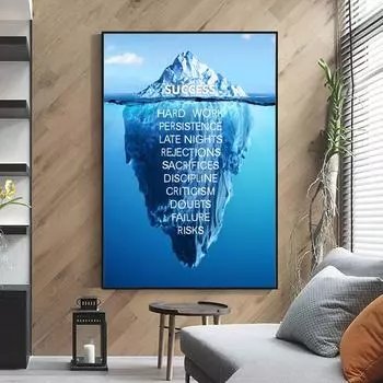 Айсберг с вдохновляющими словами, настенная живопись, постеры и принты на холсте, художественная картина для гостиной, домашний декор 20x30cm