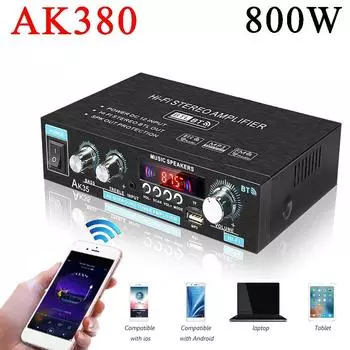 AK35 800 Вт цифровой аудиоусилитель 2 канала Bluetooth 5.0 HiFi FM автомобильный музыкальный сабвуфер динамик стерео домашний автомобильный усилитель мощности