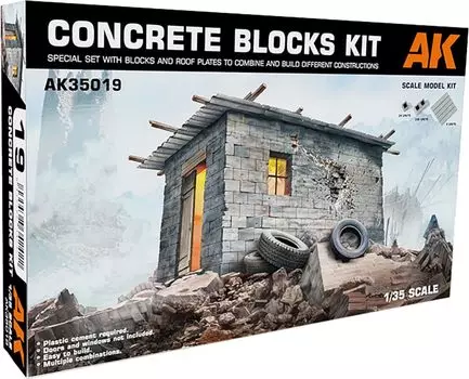 AK Interactive Concrete Block Hut Production Kit Пластиковая модель AK35019 1/35 (Строительство)