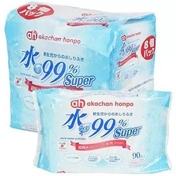 Akachan Honpo water Super baby wipes 90 sheets x 8 pack 99%