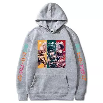 Академия Еврокода, мультяшный день, манга-принтованный свитер с капюшоном XS красный