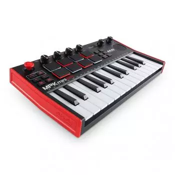 Akai Professional AKAI Professional 25-клавишная MIDI-клавиатура с динамиком, встроенный звуковой источник, ударная установка в стиле MPC MPK Mini Pla