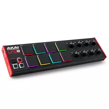 Akai Professional USB MIDI Pad Controller MPC Drum Pad x 8 Назначаемые ручки x 8 Программное обеспечение для создания музыки в комплекте Совместимость с ПК LPD8 Black Mac/Win чёрный