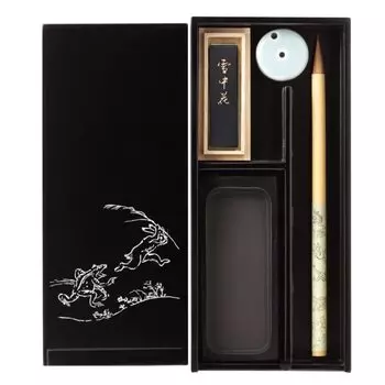 Akashiya Adult Calligraphy Tools Calligraphy Set Echizen Lacquer Black Choju Giga Small AR-08SC