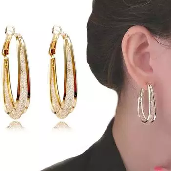 Акцентные женские серьги, 1 пара золотой