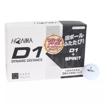 Акционный набор мячей Honma Golf HONMA D1 SPIN Ball 1 дюжина белых FF (12 шт.) белый