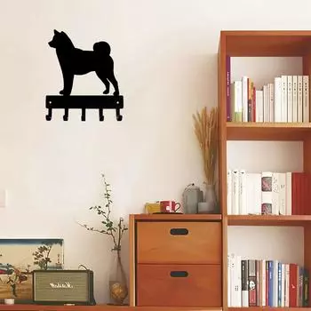 Акция, крючки для ключей и держатель для брелока в виде собаки породы сиба-ину, маленький настенный крючок шириной 6 дюймов, аксессуары для ванной комнаты, предметы домашнего декора, художественное оформление M чёрный