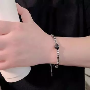 Акция на браслет унисекс с бамбуковым шарниром. Регулируемая удлиненная длина. Гладкая бусина из нержавеющей стали. Легкая полированная пара для взрослых и студентов. D