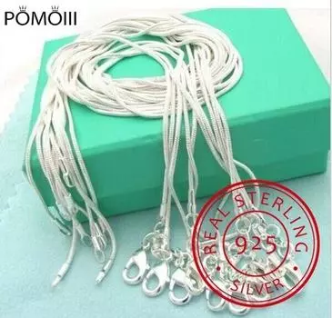 Акция от 10 шт./лот!Оптовая продажа ожерелья из стерлингового серебра 925 пробы, серебряные ювелирные изделия, цепочка-змейка 1 мм, ожерелье 16 18 20 22 24 \ 40cm