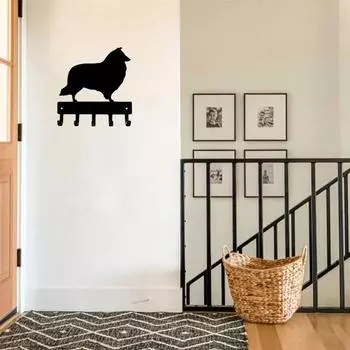 Акция Шелти Шетландская овчарка #02 Брелки для ключей и держатель для ключей для собак Маленький 6-дюймовый декор для дома Perchero Artwork чёрный