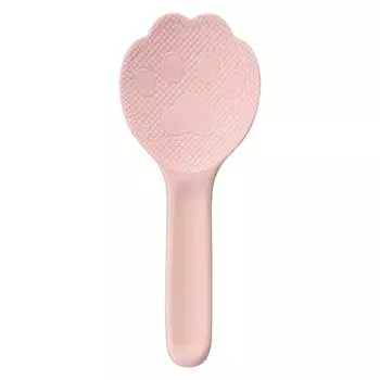 Akebono Sangyo Ложка для риса розовая Сделано в Японии Мотив кошачьей лапки Двойное тиснение для предотвращения прилипания риса Кошачья ложка для риса CH-2045