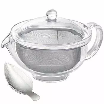 Akebono Sangyo TW-3721 Clear Teapot, Stainless Steel Mesh, 9.5 fl oz (280 ml), Tea Measure Set, Tritan Resin, Made in Japan