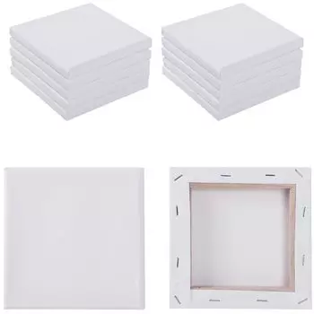 akindou Canvas Мини-холст Квадратный хлопок Грунтовка Бескислотная масляная живопись Акварель Художественные принадлежности Изобразительное искусство x 20 см 100% (20см Набор 12 ) белый