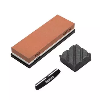 Akizora Whetstone Knife Sharpening Stone 1000 6000 Whetstone Set with Surface Straightener and Fixed Angle Holder for Home Use Medium Whetstone