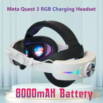 Аккумулятор 8000 мАч для Meta Oculus Quest 3 S 3s Head Strap Зарядка Гарнитура VR RGB Аксессуары Elite Headstrap