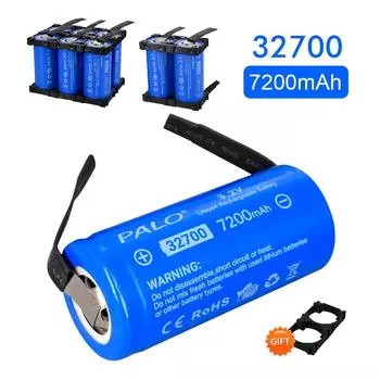 Аккумулятор PALO 7200 мАч, 3,2 В, 32700, аккумулятор LiFePO4, 35 А, непрерывный разряд, максимум 55 А, аккумулятор высокой мощности + никелевые листы своими руками 2pcs