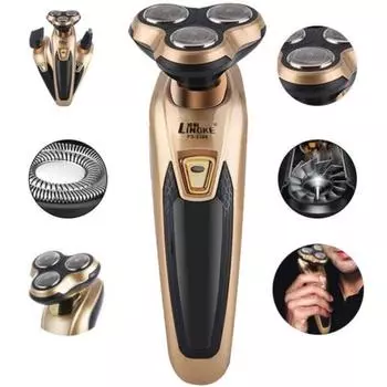 Аккумуляторная электробритва с 3 лезвиями, бритва, триммер для бороды, бритвенный станок золотой