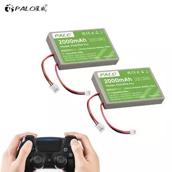 Аккумуляторная батарея контроллера PALO 2000 мАч подходит для Sony PS4, PS4 Pro/Slim Gamepad Беспроводной контроллер CUH-ZCT1E CUH-ZCT1U CUH-ZCT2 или CUH-ZCT2U Заменить аккумулятор 1PCS