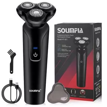 Аккумуляторная бритва 3D бритва для мужчин роторная электрическая мужская бритва близкая бритва черная/оранжевая чёрный