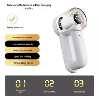 Аккумуляторная бритва для ткани Jiletang с цифровым дисплеем и функцией всасывания White (1 Blade)