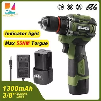 Аккумуляторная дрель, 16,8 В/21 В бесщеточный электрический шуруповерт, 3/8-дюймовый быстрозажимной патрон, 2 регулируемые скорости, для домашнего ремонта и DIY