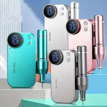 Аккумуляторная дрель для ногтей с функцией внешнего аккумулятора - электрическая пилка для акриловых, гелевых ногтей - 35 000 об./мин. - портативный комплект Efile серый