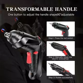 Аккумуляторная литиевая электрическая отвертка, беспроводной инструмент, 47 в 1, поворотная на 90 градусов, портативная отвертка со светодиодом для инструментов DIY