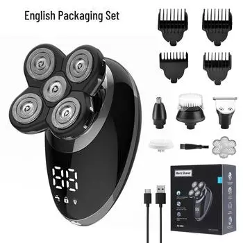 Аккумуляторная многофункциональная электробритва для мужчин с цифровым дисплеем silver standard чёрный