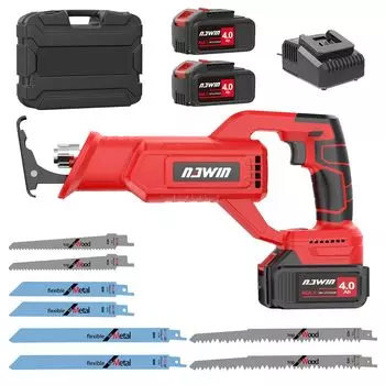 Аккумуляторная возвратно-поступательная пила NAWIN Электрическая пила 2 литиевые батареи Бесщеточный двигатель Беспроводная электрическая пила Длина хода 22 мм Количество ходов