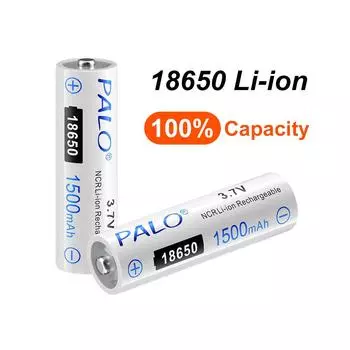 Аккумуляторные батареи PALO 18650 3,7 В, 1500 мАч, литий-ионные аккумуляторы, 100% емкость