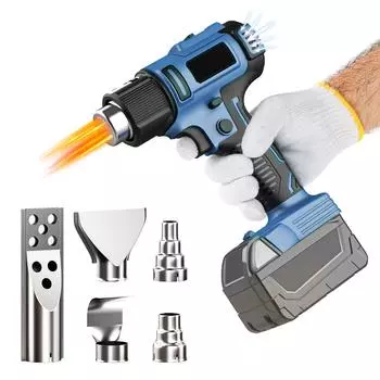 Аккумуляторный термоусадочный пистолет Портативный аккумуляторный термоусадочный пистолет с 5 насадками для поделок, термоусадочной пленки и соединения проводов