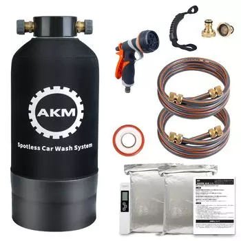 AKM Car Wash 10L Brass Threaded End Includes Two Sprinkler Tank TDS and Ion Exchange Resin Purifier, Capacity, Cap, Hoses, Nozzle, Cover, Meter, чёрный